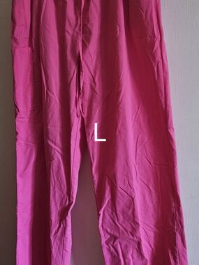 Womens Bright Pink Straight-Leg Scrub Pants